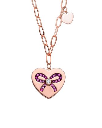 Rachel Glauber 18K Rose Gold Plated Cz Love Necklace