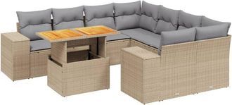 vidaXL Set De Sof&aacute;s De Jard&iacute;n 9 Pzas Con Cojines Rat&aacute;n Sint&eacute;tico Beige Vidaxl