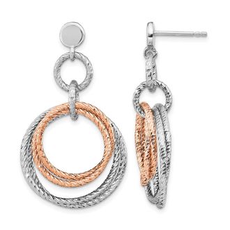 Diamond2Deal Sterling Silver Rose Gold-plated Drop Dangle Earring