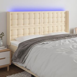 vidaXL Cabecero Con Led De Tela Color Crema 183x16x118/128 Cm Vidaxl