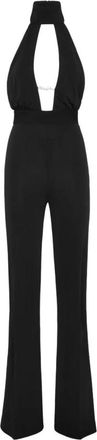 Philipp Plein Zwart Halterneck Logo-Plaque Jumpsuit - Dames - Jumpsuits - Zwart - S - Jumpsuits & Playsuits
