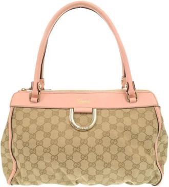 Gucci Pre-owned Canvas gucci-bags - Dames - Vintage Handtas - Beige - ONE Size - Leer - Vintage