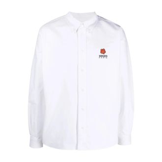 Kenzo Logo Shirt - Heren - Casual Overhemden - Wit - XL - Katoen - Overhemden
