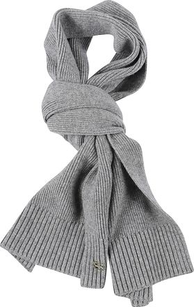 Victoria Beckham Grey Ribbed Knit Scarf
