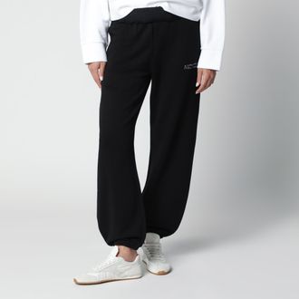 Moncler Pantaloni jogging neri in cotone con logo