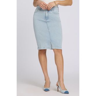 NYDJ Stripe High Waist Denim Skirt in Azure Stripe at Nordstrom, Size 12