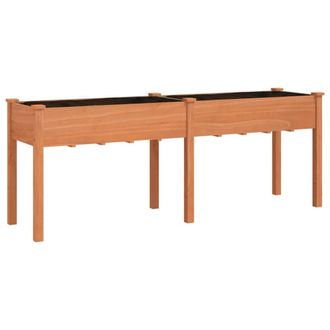 Berkfield Home Planter with Liner Brown 203x53x76 cm Solid Wood Fir | Size: 203 x 53 x 76 cm
