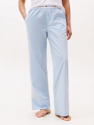 Tommy Hilfiger Loungehose POPLIN PANTS, Damen, Gr. XL (42/44), N-Gr, blau (sile stp vessel blau), Popeline, Obermaterial: 100% Baumwolle, TOMMY HILFIGER UNDERWEAR, B