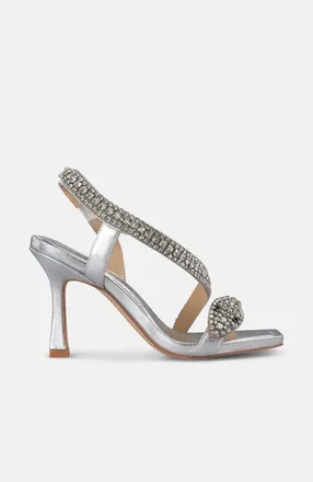 Alma En Pena Snake Sandal With Heel in Metallic Silver at Nordstrom, Size 41