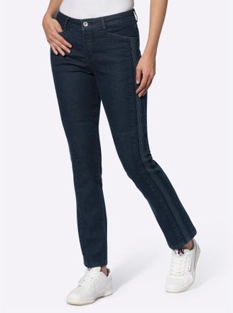 Heine Bequeme Jeans HEINE, Damen, Gr. 36, Normalgr&ouml;ssen, blau (dunkelblau), 81% Baumwolle, 17% Polyester, 2% Elasthan, unifarben, lang, Jeans Bequeme Jeans