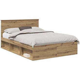 vidaXL Estructura De Cama Con Cabecera Roble Artesanal 140 X 200 Cm Vidaxl