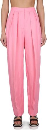 Stella McCartney Wide Leg Geplooide Broek - Dames - Wijde Broeken - Roze - S - Leer - Broeken