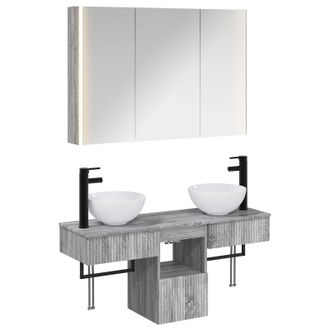 vidaXL Juego De Muebles De Ba&ntilde;o 4 Uds. Sonoma Gris Vidaxl