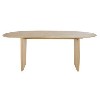 Maisons du monde Mesa de comedor de madera de fresno maciza beige para 6/8 personas, L. 200