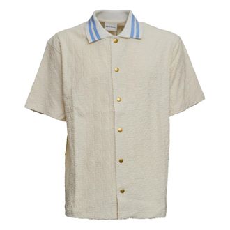 Dr&ocirc;le de Monsieur Short Sleeve Shirts, male, White, Size: M Monogramme Towelling Shirt