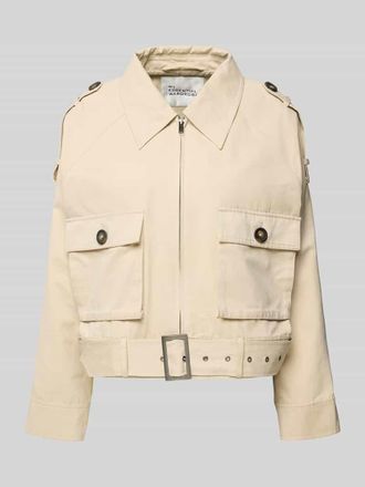 MY ESSENTIAL WARDROBE Jacke mit Pattentaschen und G&uuml;rtel Modell Lyon in Sand, Gr&ouml;&szlig;e 34