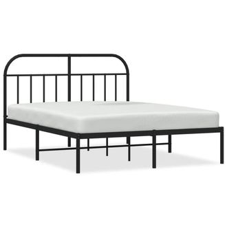 Berkfield Home Metal Bed Frame with Headboard Black 140x190 cm