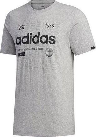 adidas Mens adidas Alphabet Numeric Printing Casual Sports Breathable Round Neck Short Sleeve Gray T-Shirt FM6283