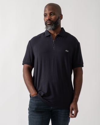 A|X Armani Exchange Mens UB101 Polo Shirt in Dark Grey Viscose - Size X-Large