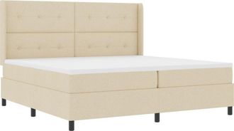 vidaXL Box Spring Bed with Mattress Cream 200 x 200 cm Fabric vidaXL