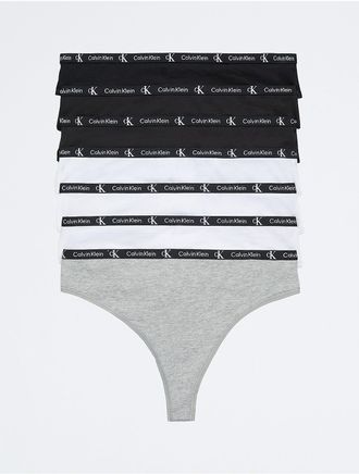Calvin Klein Womens Calvin Klein 1996 Cotton Stretch 7-Pack Modern Thong - Multi - XL