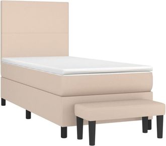 vidaXL Cama Box Spring Con Colch&oacute;n Cuero Sint&eacute;tico Capuchino 80x200 Cm Vidaxl