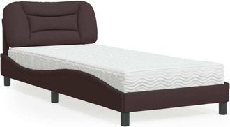 vidaXL Cama Con Colch&oacute;n Tela Marr&oacute;n Oscuro 80x200 Cm Vidaxl