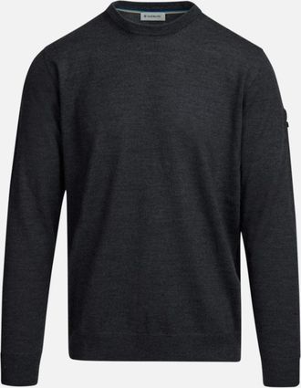 Sandbanks Mens Sandbanks Merino Crew Neck Jumper Anthracite - Black - Size: 38