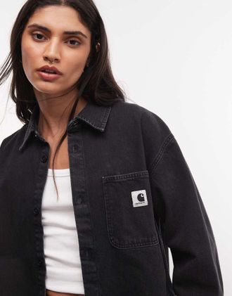 Carhartt Work in Progress Marly camicia giacca in denim lavaggio nero