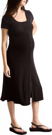 Hatch Softest Rib Nursing Tank Midi Dress In Black