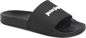 Palm Angels Logo Pool Slide Sandal in Black White at Nordstrom Rack, Size 4.5Us / 36Eu