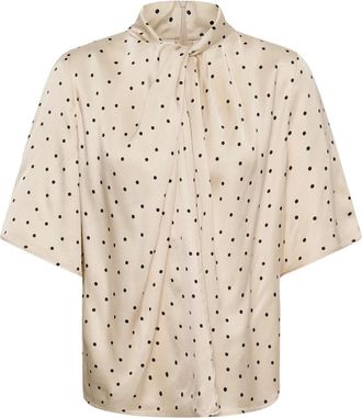 Soaked In Luxury Slarjana Ruching Blouse SS - Dames - Blouses - Beige - L - Overhemden