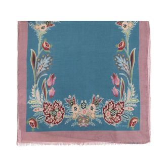 Etro Etro, Scarves, female, Blue, Size: ONE SIZE Floral Print Scarf in Aquamarine Blue