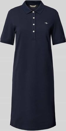 GANT Knielanges Polokleid mit Logo-Stitching in Marine, Gr&ouml;&szlig;e L