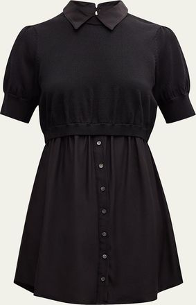 Cinq à Sept Lydia Silk-Blend Shirting Combo Mini Dress