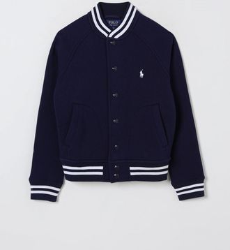 Polo Ralph Lauren Bomber da bambino in misto cotone con logo ricamato sul petto