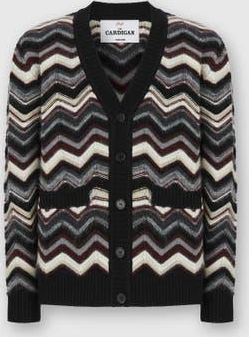 Missoni The Cardigan In Wool And Alpaca With Zigzag in Grey & Burgundy at Nordstrom, Size 50 It