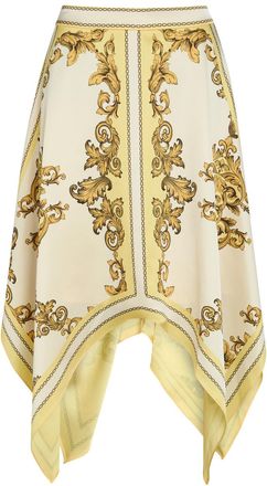 Alice & Olivia Davina Asymmetric Satin Midi Skirt - Yellow - 10 (UK14 / L)