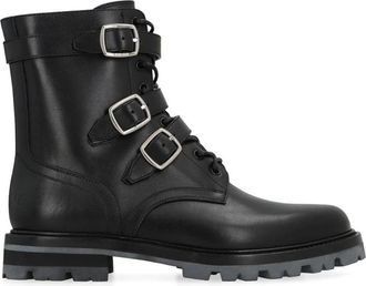 Celine Celine, Schoenen, Heren, Zwart, 43 EU, Leer, Leren Combat Boots met Gespsluitingen