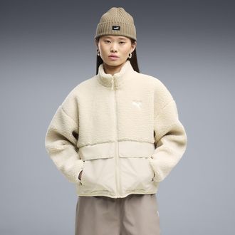Puma Giacca in pile dal taglio morbido RE:FIBRE da donna, Abbigliamento, Bianco, XL