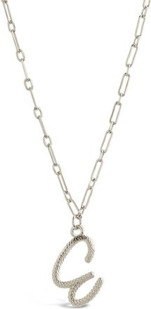 Sterling Forever Textured Initial Charm Pendant Necklace