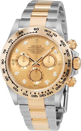 Rolex Pre-owned Pre-owned Rolex Cosmograph Daytona Champagne Diamond Dial Steel and 18K Yellow Gold Mens Watch