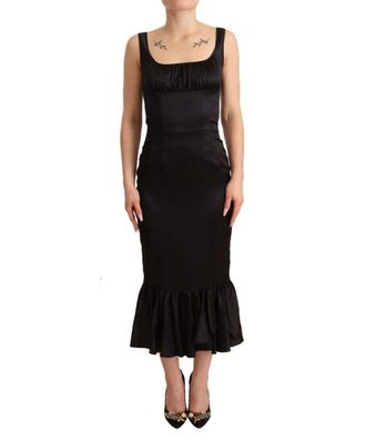 Dolce & Gabbana Womens Black Silk Stretch Sheath Mermaid Midi Dress - Size 8 UK