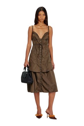 Diesel Lightweight nylon dress with layered design - Dresses - Woman - Brown