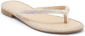 Top Moda Haiti Rhinestone Embellished Flip Flop in White Pu at Nordstrom Rack, Size 6.5