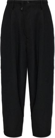 Yohji Yamamoto Woolen Pantalon met Wijde Pijpen - Heren - Nette broeken - Zwart - S - Wol - Broeken