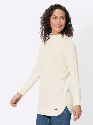 Casual Looks Strickpullover CASUAL LOOKS Pullover, Damen, Gr. 48, beige (ecru), 50% Baumwolle, 50% Polyacryl, unifarben, Pullover Strickpullover