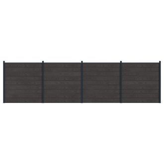 vidaXL Panel De Valla 4 Pcs Wpc Y Aluminio Negro Vidaxl