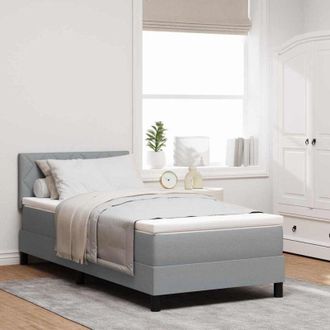 vidaXL Vidaxl - Cama Tipo Box Spring Con Colch&oacute;n Gris Claro 90 X 190 Cm Tela