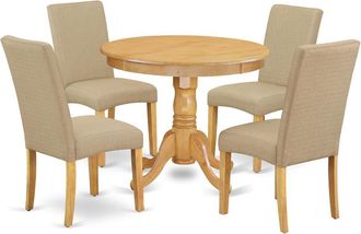 East West Furniture Dining Room Set Oak, ANDR5-OAK-16